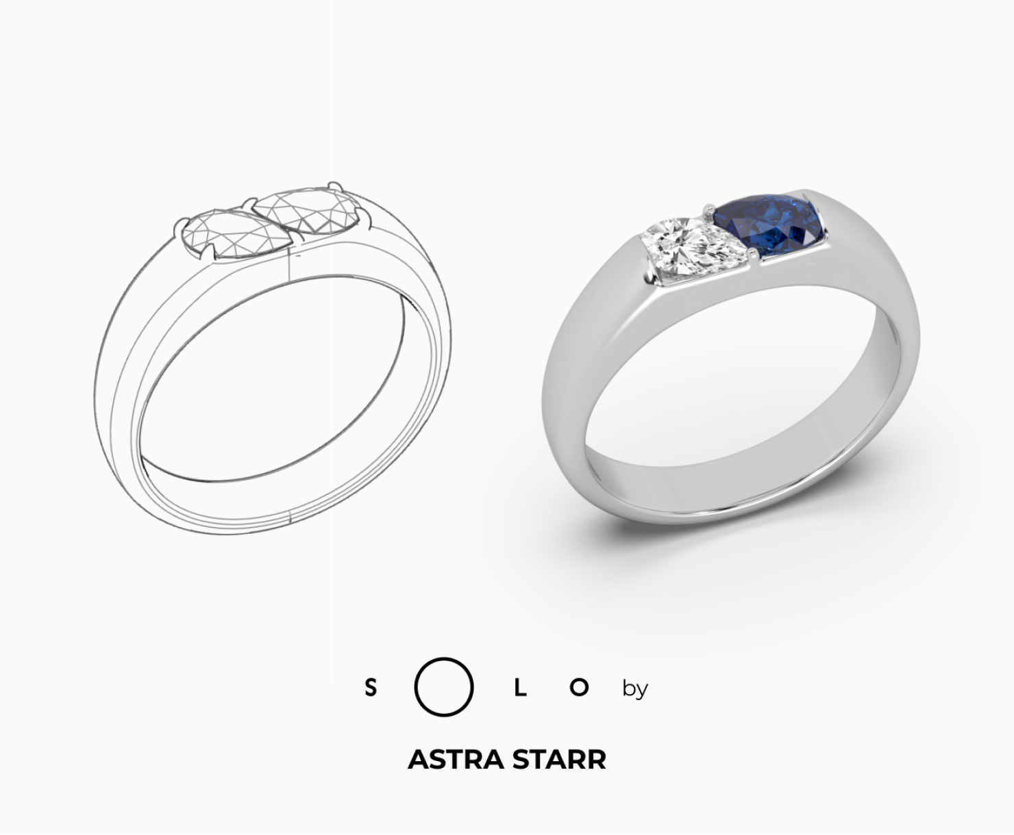 Каблучка з білого золота з діамантами SOLO by Astra starr <span>2154</span>