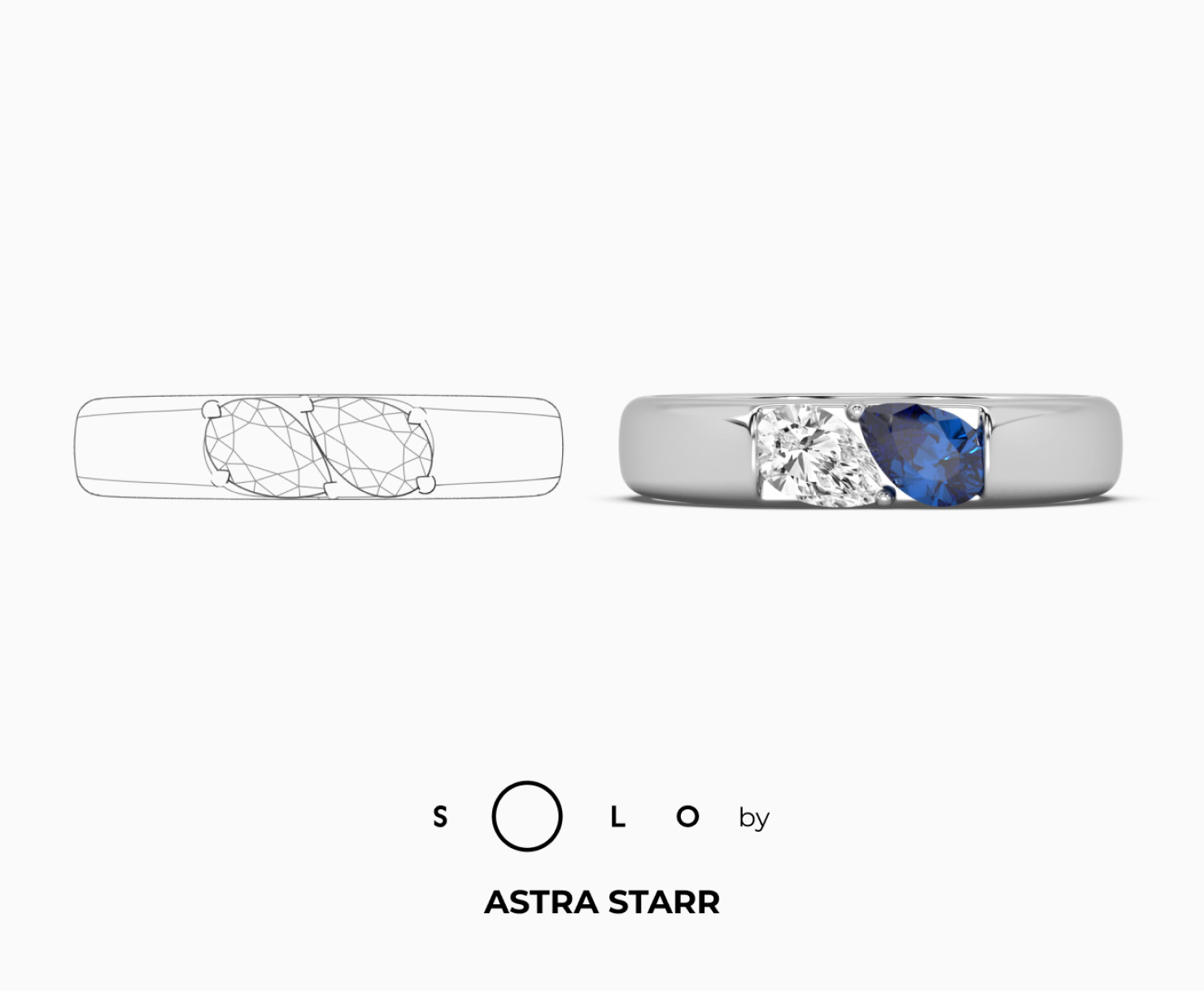Каблучка з білого золота з діамантами SOLO by Astra starr <span>2154</span>