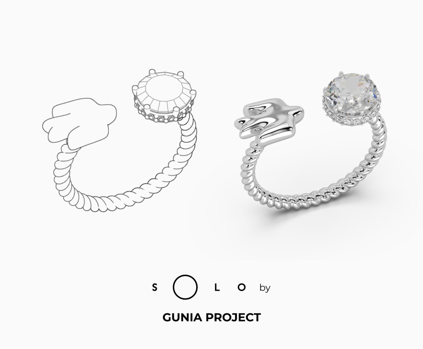 White gold ring with diamonds SOLO by GUNIA Project <span>2159</span>
