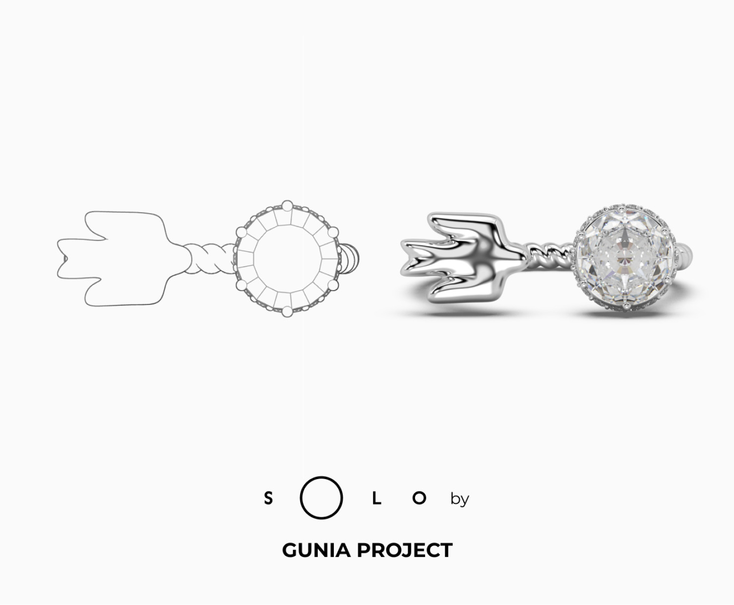 White gold ring with diamonds SOLO by GUNIA Project <span>2159</span>