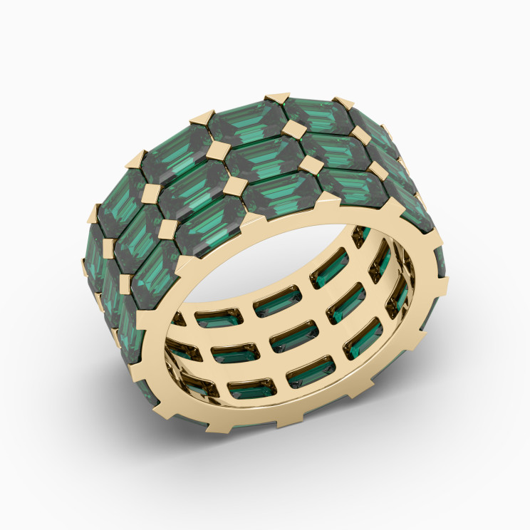 Yellow gold ring with emeralds Evergreen 5006