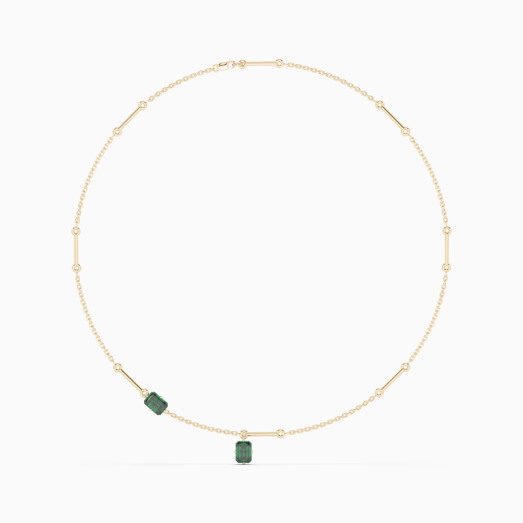 Yellow gold necklace with emeralds Evergreen