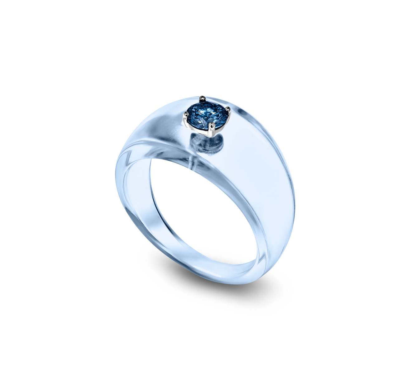 Light blue bio resin ring with blue diamond SSS <span>2243</span>