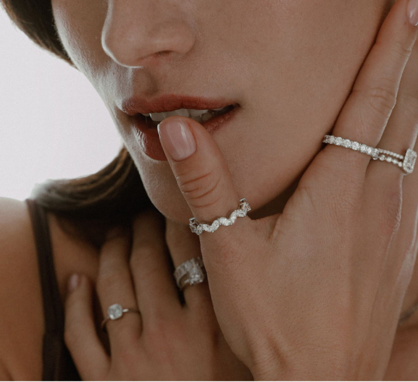 Каблучка з білого золота з діамантом eternity bands 1016
