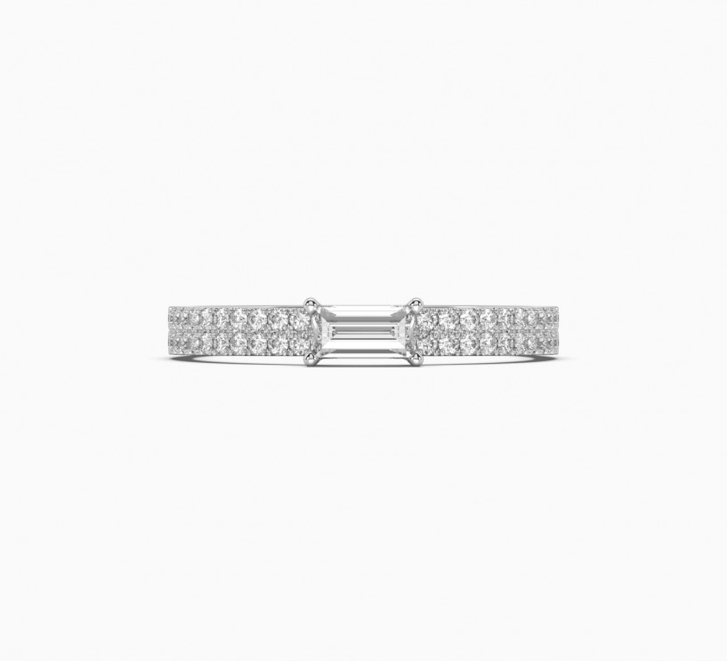 White gold ring with diamonds glow