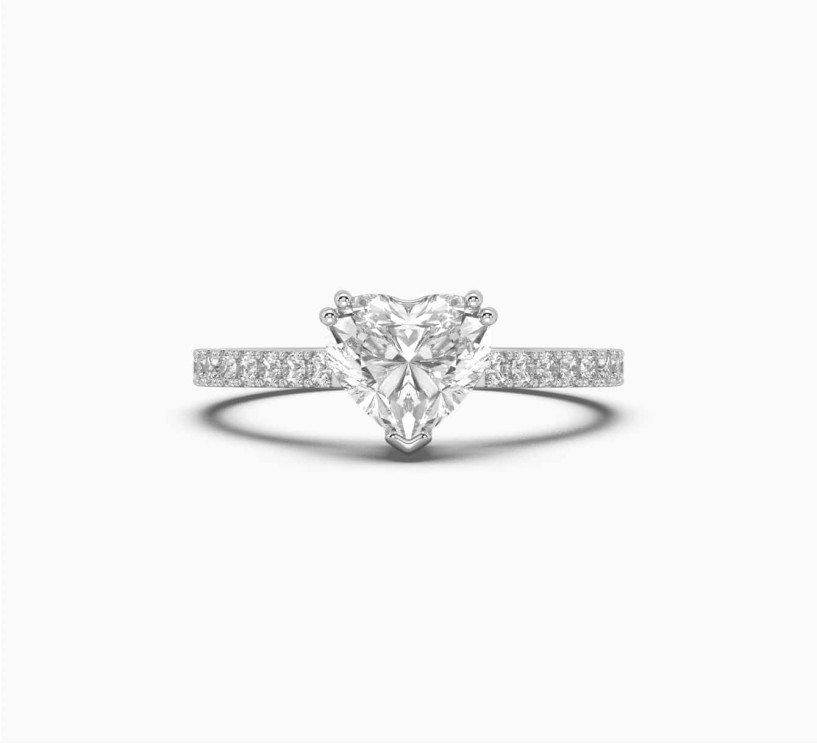 White gold ring with diamonds Hearts