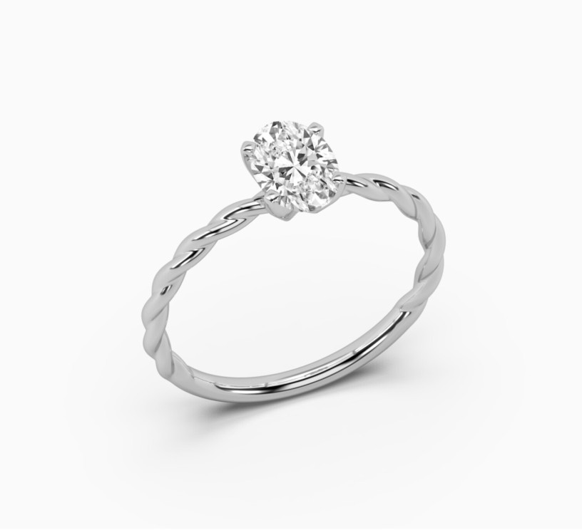 White gold ring with diamond mono 1009