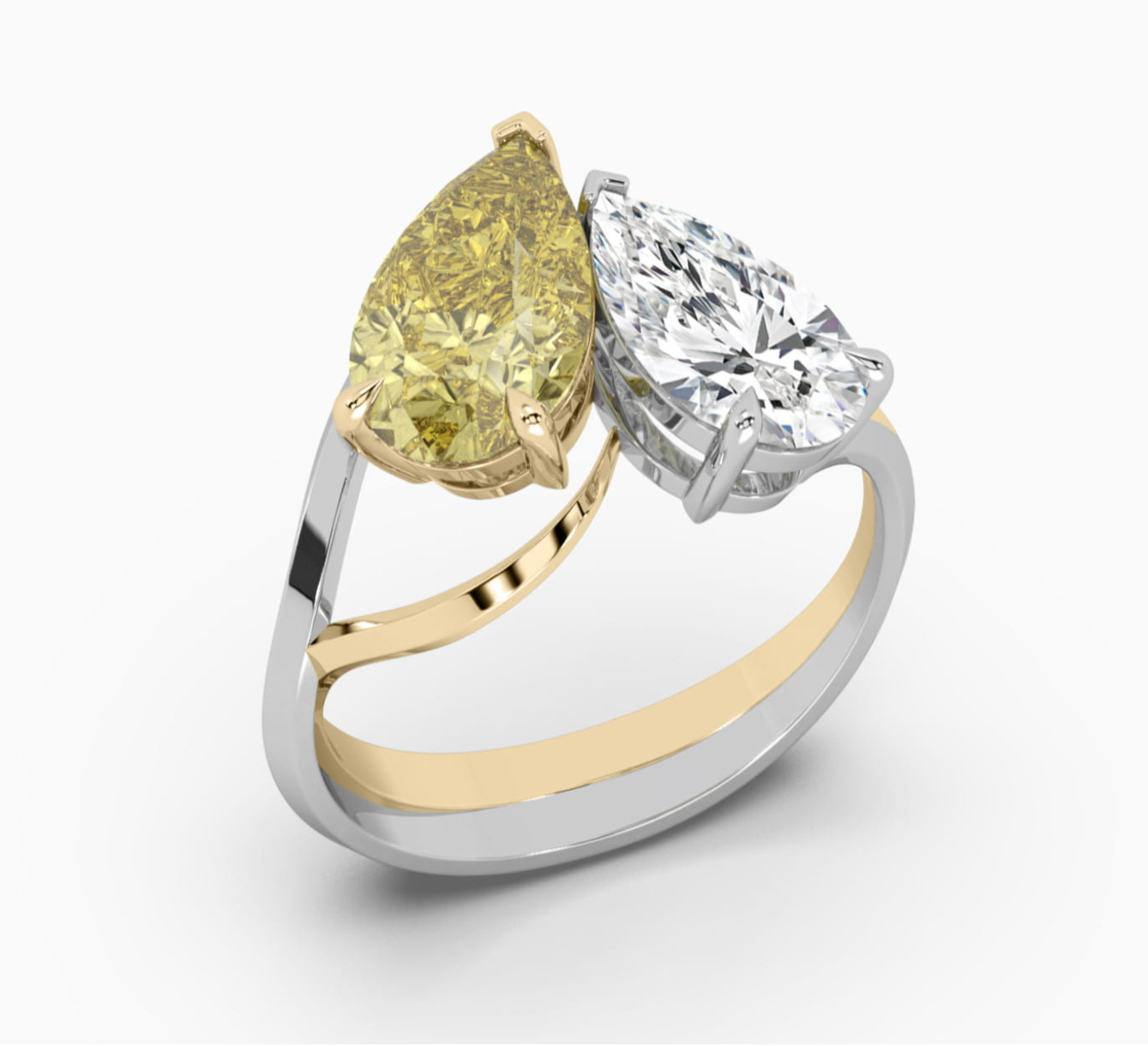 White gold ring with diamond pears <span>2280</span>