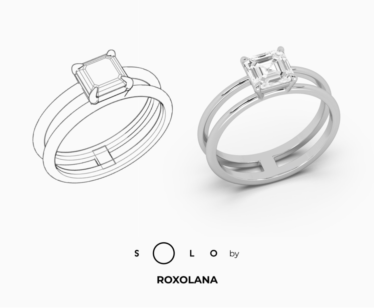 White gold ring with diamond SOLO by ROXOLANA <span>2171</span>