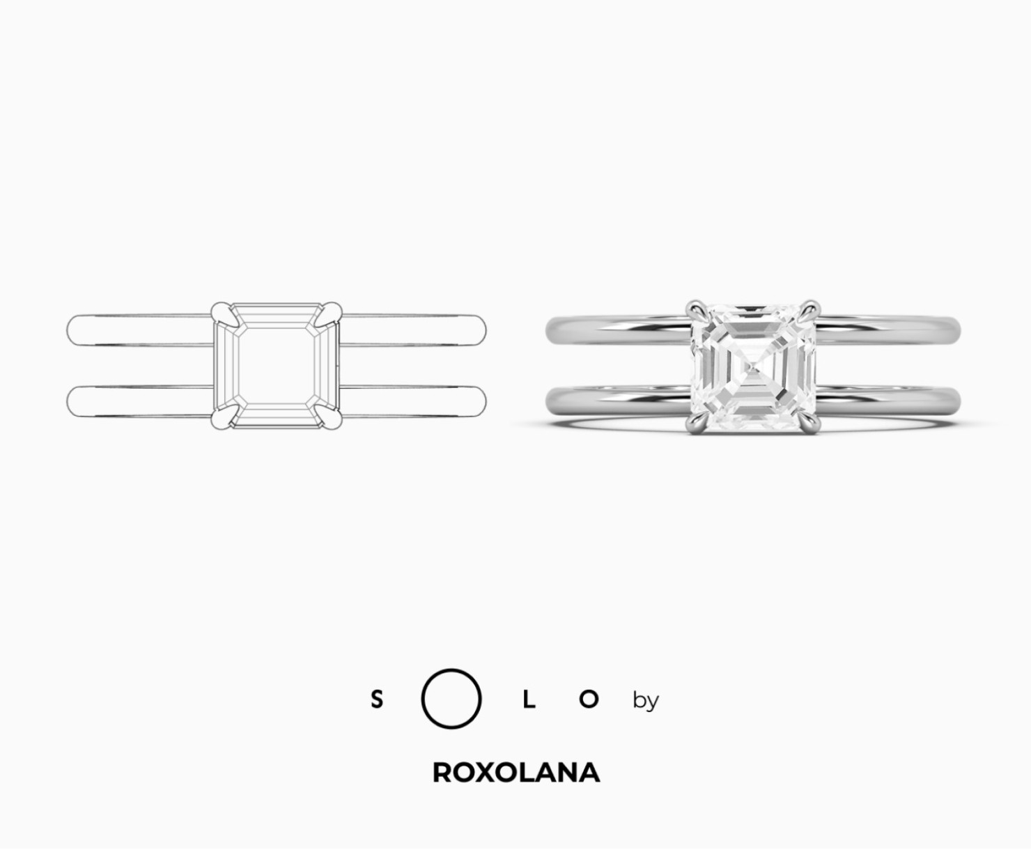 White gold ring with diamond SOLO by ROXOLANA <span>2171</span>