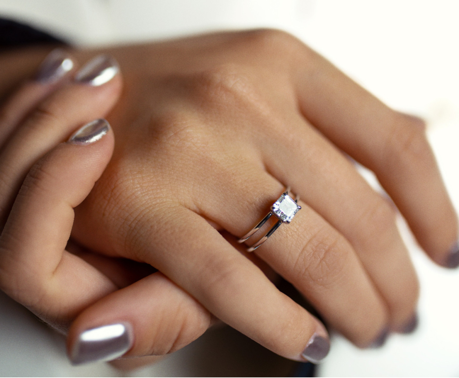 White gold ring with diamond SOLO by ROXOLANA <span>2171</span>
