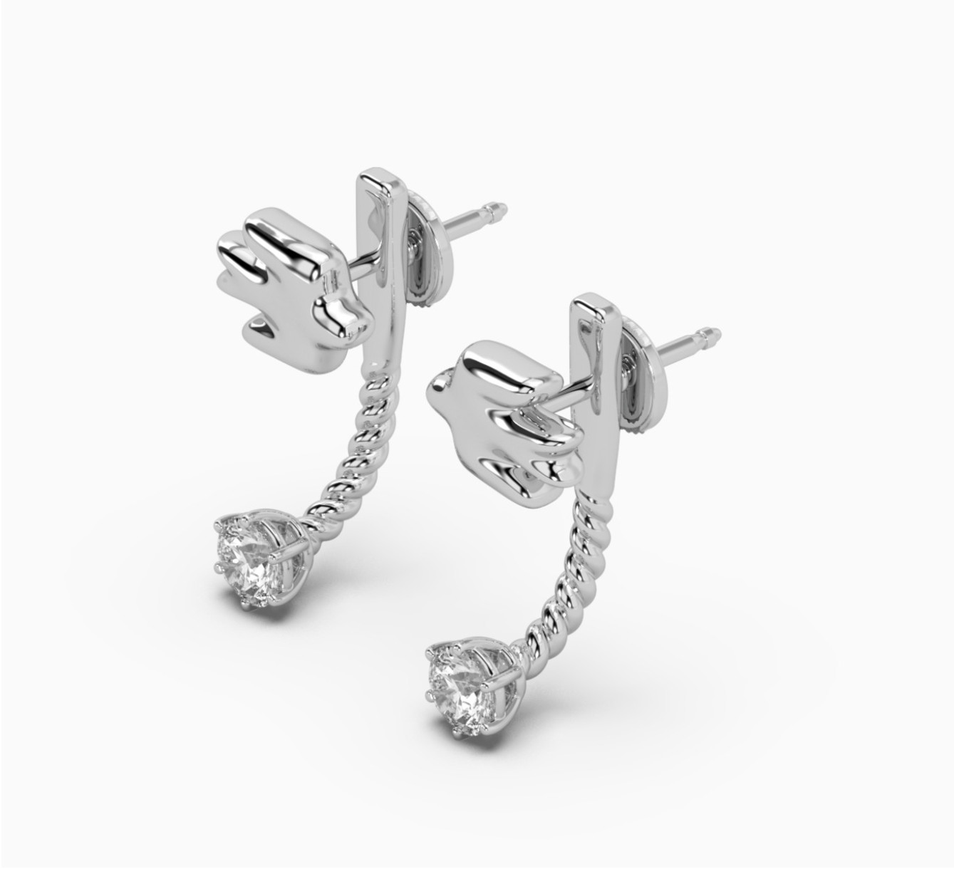 Сережки з білого золота з діамантами SOLO by GUNIA Project <span>2225</span>