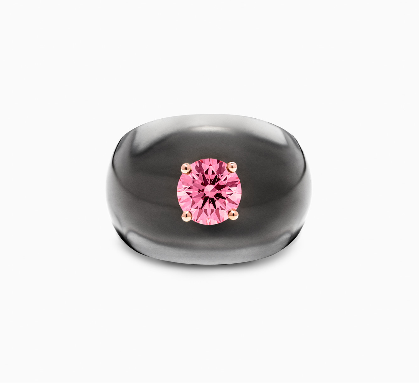Gray bio resin ring with pink diamond SSS <span>2060</span>