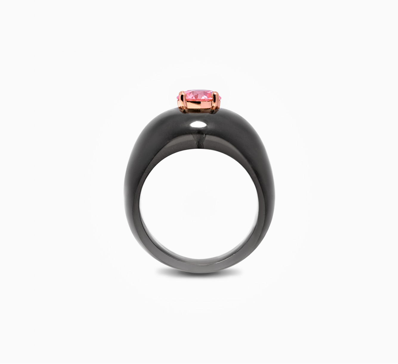 Gray bio resin ring with pink diamond SSS <span>2060</span>