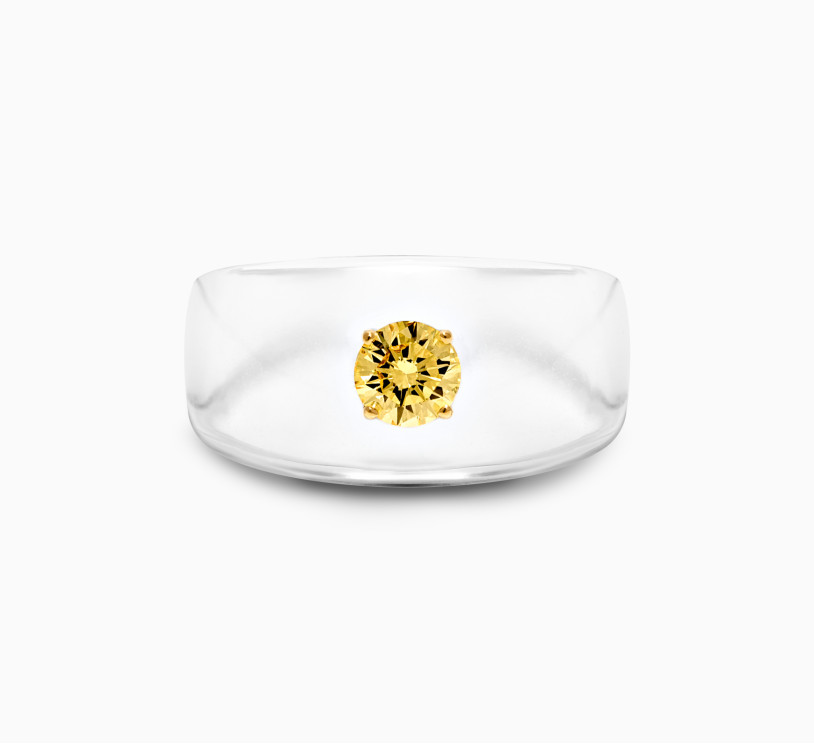 Transparent bio resin ring with yellow diamond SSS 2116