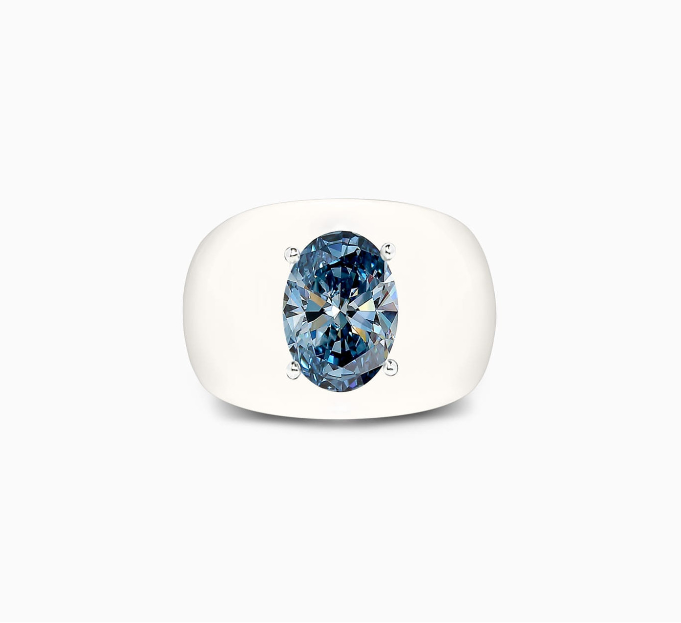 White bio resin ring with blue diamond SSS <span>2242</span>